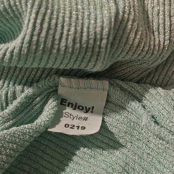 Vintage Mint Green Shimmery Ribbed Henley Tank Top By Michael Stars - Picture 6 of 9